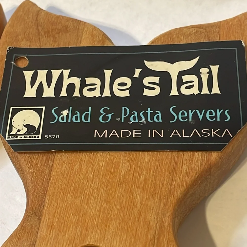Whale's Tail Alaska Salad & Pasta Servers (Wood)